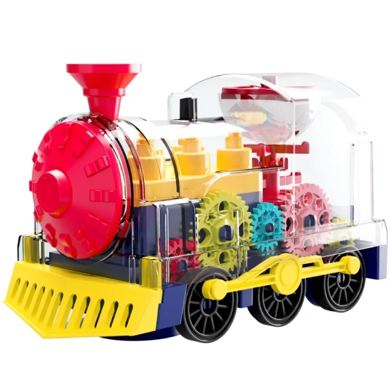 Set di treni elettrici Treno elettrico trasparente con luce musicale Giocattolo rotante Regalo di compleanno per bambini per bambini