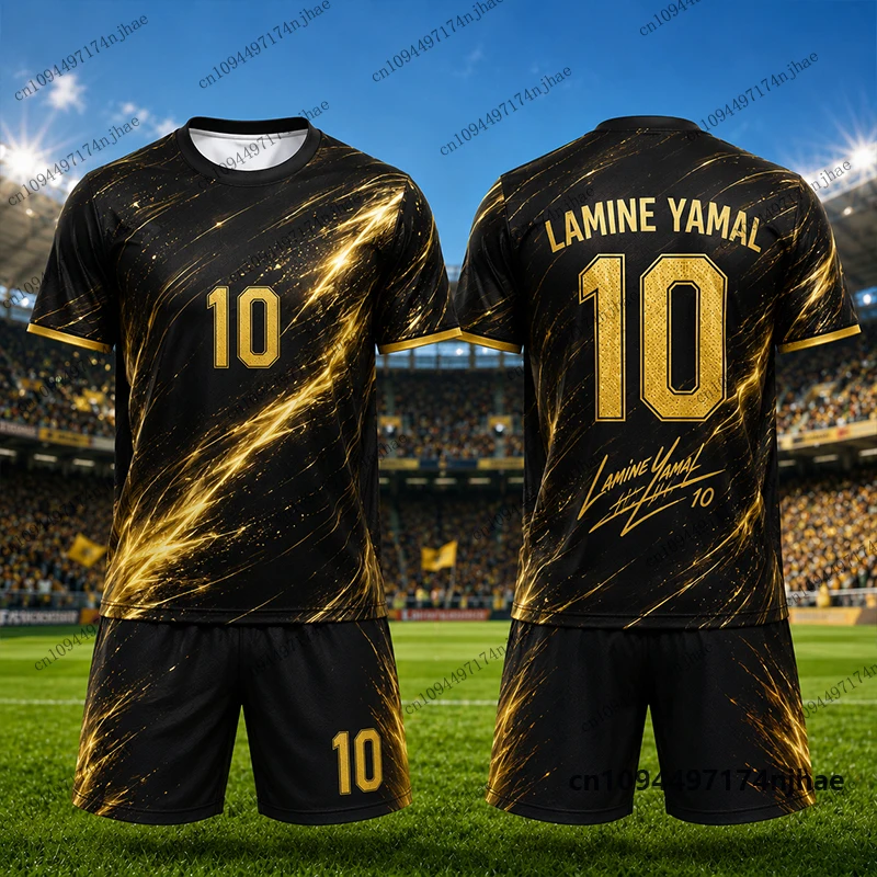 2-teiliges Set für Kinder, Fußball-Yamal Nr. 10 Print T-Shirt + Shorts Set, Spanien-Fans, Eltern-Kind-Anzug, Sportbekleidung für Kinder/Erwachsene – Detail 8