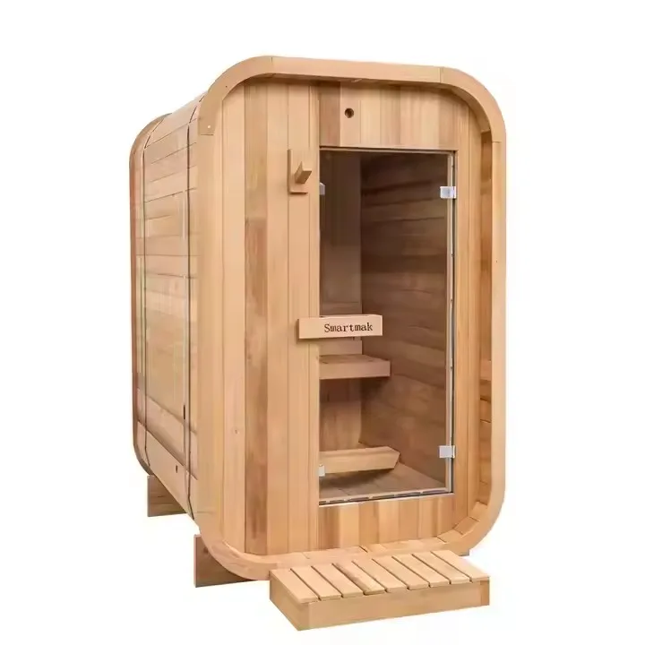 Sauna Wholesale Outdoor Cheap Custom Size Cedar Square Panoramic Modern Design Sauna With Glass Door