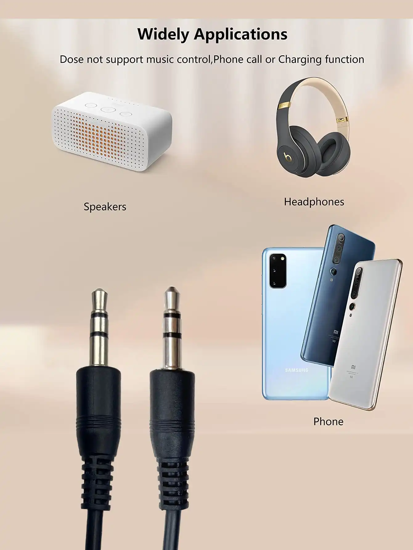 3.5mm Audio Cable 1M Suitable For Wireless Headphones Laptops Desktop Computers