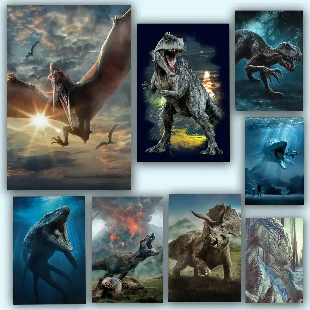 Plakaty z dinozaurem Velociraptorem z filmu Jurassic World, samoprzylepne, wodoodporne, idealne do dekoracji salonu, sypialni, baru.