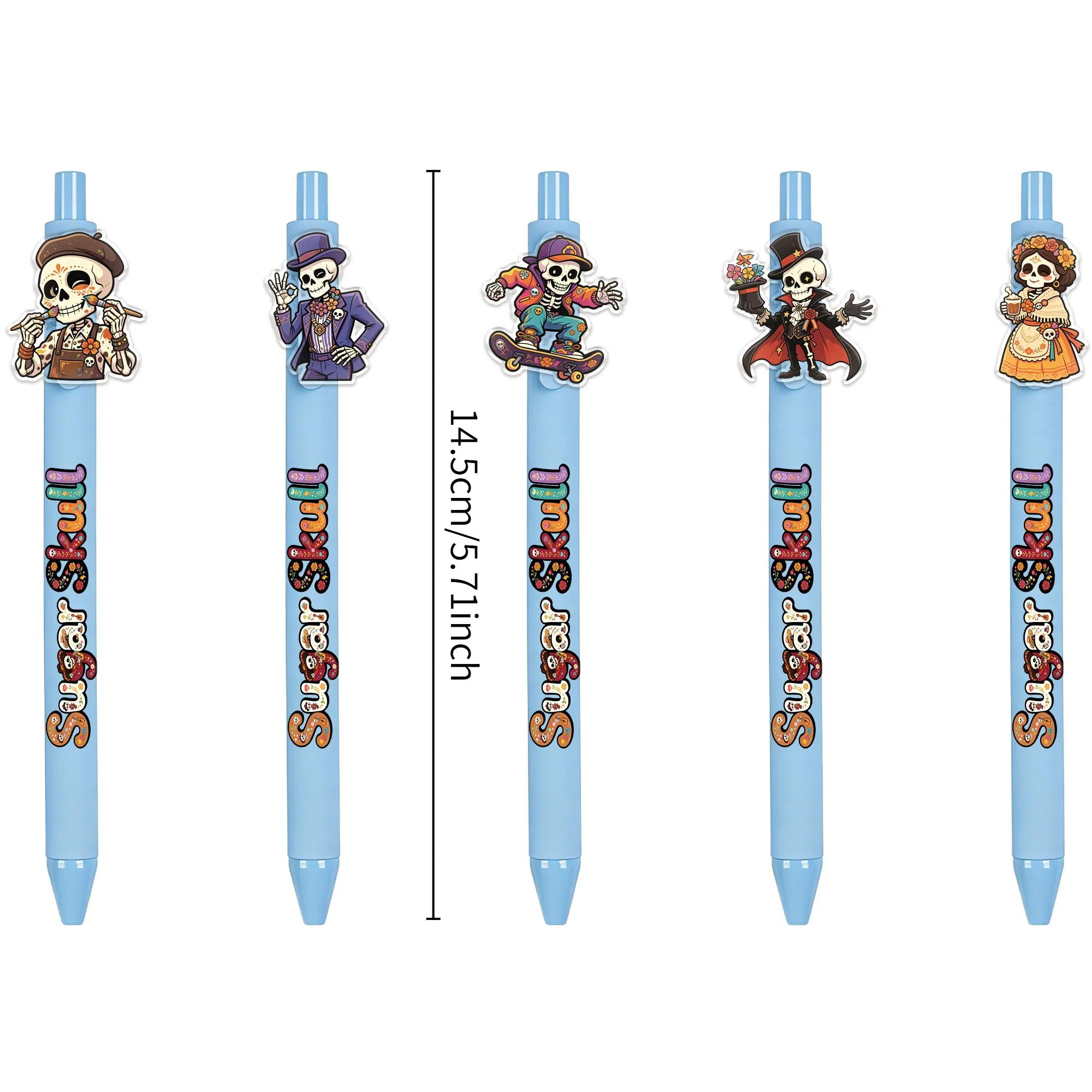 11Pcs Skull Theme Rotatable Ballpoint Pens, Smooth Writing, Suitable for Journaling, Office Use, Easy to Use, Random Patterns