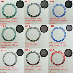 38mm*30.8mm watch Pearl ceramic bezel suitable for NH35 SKX 007 SKX 009 beveled glass case mounted watch ring accessories