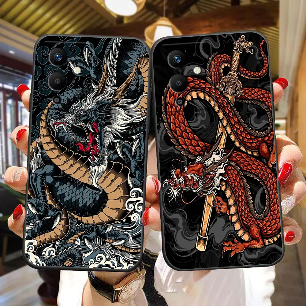 Symbol Of Dragon Tiger Phone Case For Infinix ZERO TECNO CAMON SPARK 20 30 30S 40 POVA 5 6 7 POP SMAR 8 9 10 DIY Shell Cover