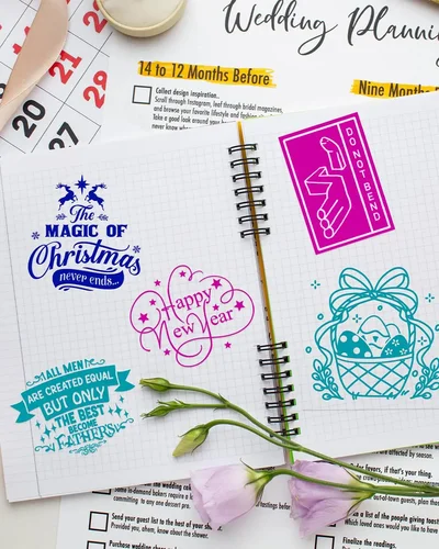 Imagen 2 del producto Papel térmico autoadhesivo transparente de 57mm cian/rosa/azul/negro sobre transparente brillante para Mini impresora térmica para notas de álbum de recortes