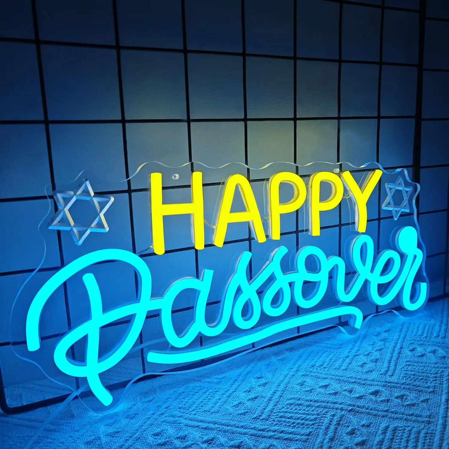 Happy Passover Neon Sign USB Dimmable LED Light For Jewish Holiday Home Wall Decoration Gift for Jewish Families Night Light