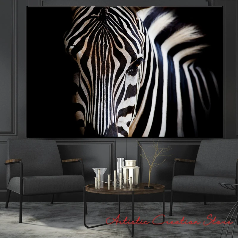 Zebras At Animal Canvas Painting Pictures Black and White Print Posters Art Forest Life Art Striped Nordic Office Home Decor