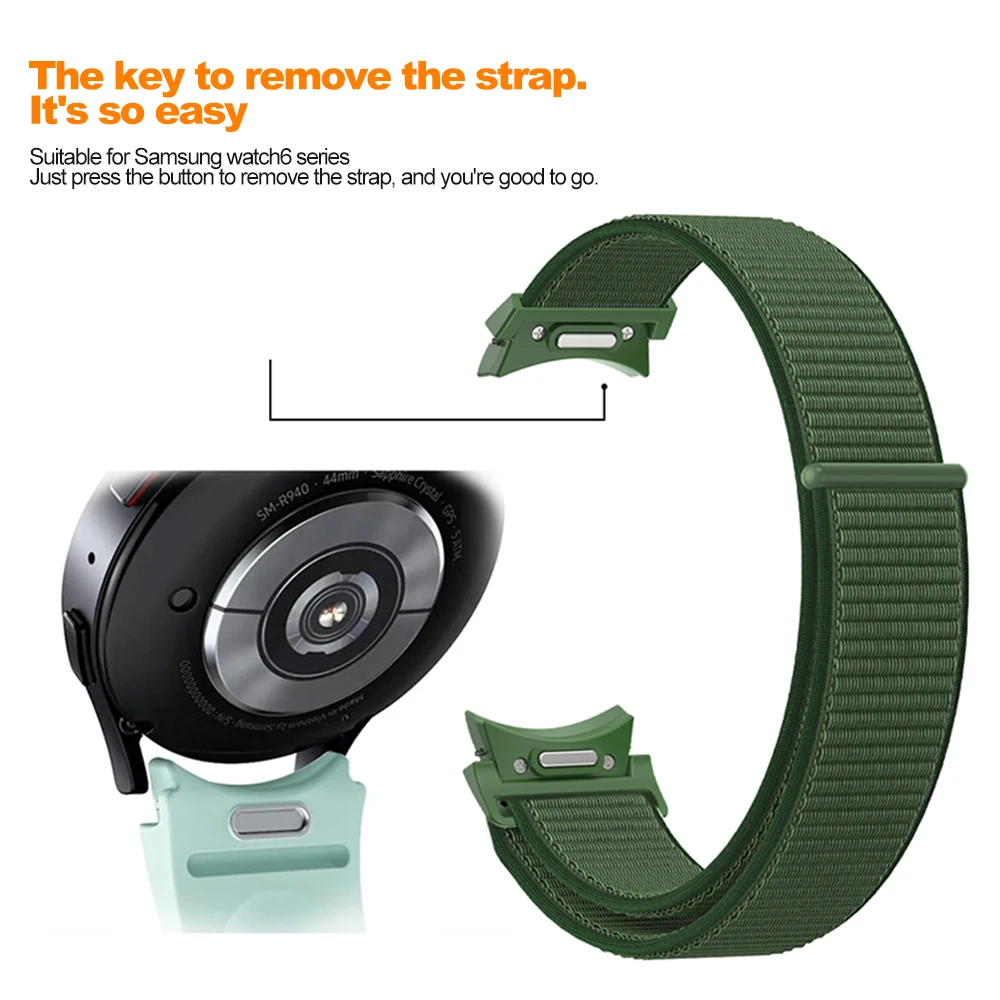 Tali Nilon untuk Jam Tangan Samsung Galaxy 7/6/4/Klasik/5 Pro 44Mm 40Mm Tanpa Celah Gelang Olahraga Korea Jam Tangan Galaxy 7 Tali Pergelangan Tangan