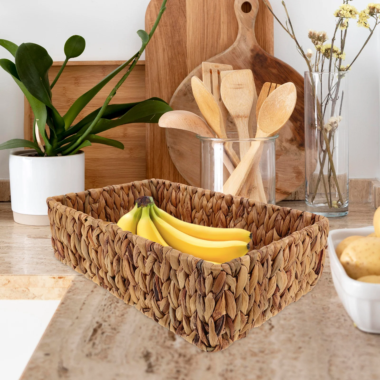 

1pcs Handcrafted Seagrass Storage Basket Tall Woven Organizer for Bathroom Toilet Paper Office Supplies Desktop Space-Saving