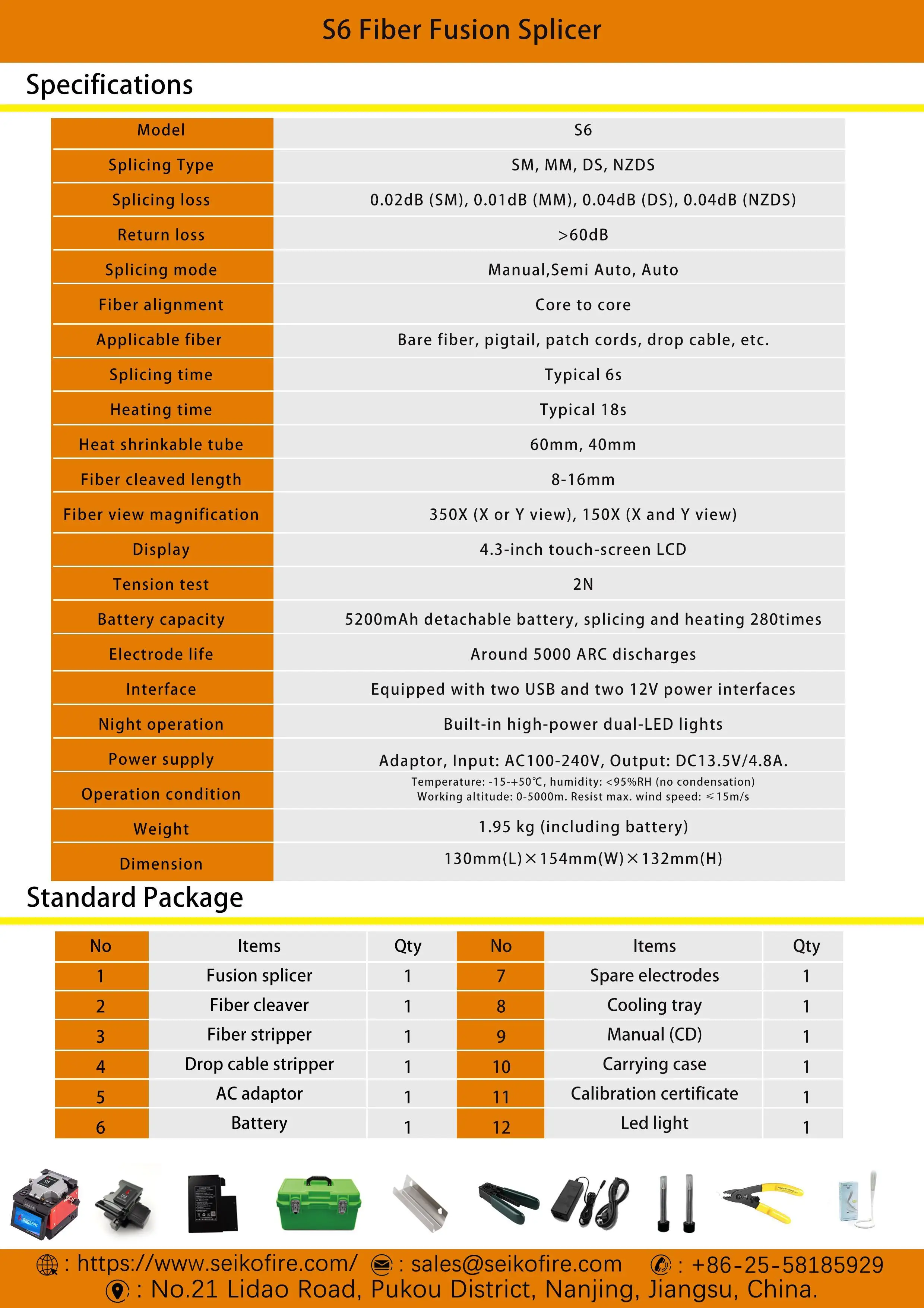 

Customized Fiber Optic Fusion Splicer Machine S6 Low Splicing Loss Factory Equipment for Optimal Connectivity