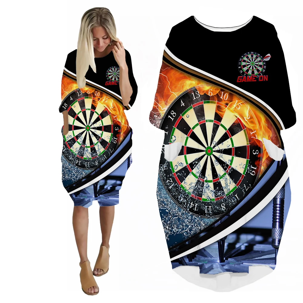 SONSPEE Cool Dart Board Women's DressThrow Game Graphic Custom Long Sleeve Pocket Skirt Harajuku Casual Loose Oversize Skirts