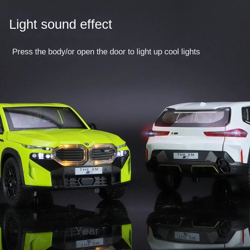 New 1/24 BMW XM Alloy Car Model Boy Metal Sound and Light Toy Car Large Simulation Car Decoration