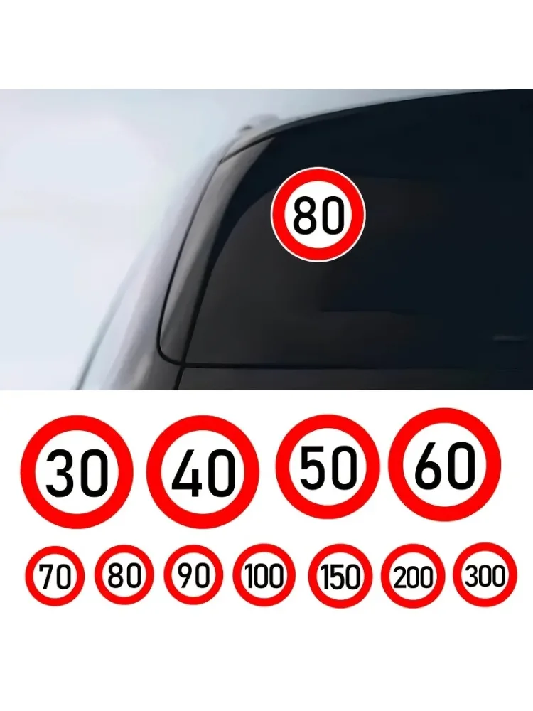 Geschwindigkeitsbegrenzungs-Aufkleber 2D Flach 10-300 KM/H Vinyl-Aufkleber Rot Weiß Motorradhelm Auto Wasserdicht Wetterfest Straßensicherheits-Dekor
