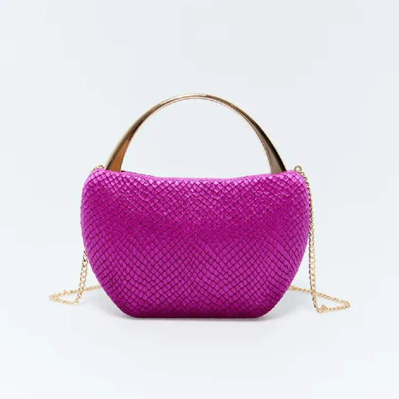 

Crocodile Pattern Purple Color Velvet Small Clutch Bag Trend Metal Handheld Women's Handbag Wedding Party Dress Purse