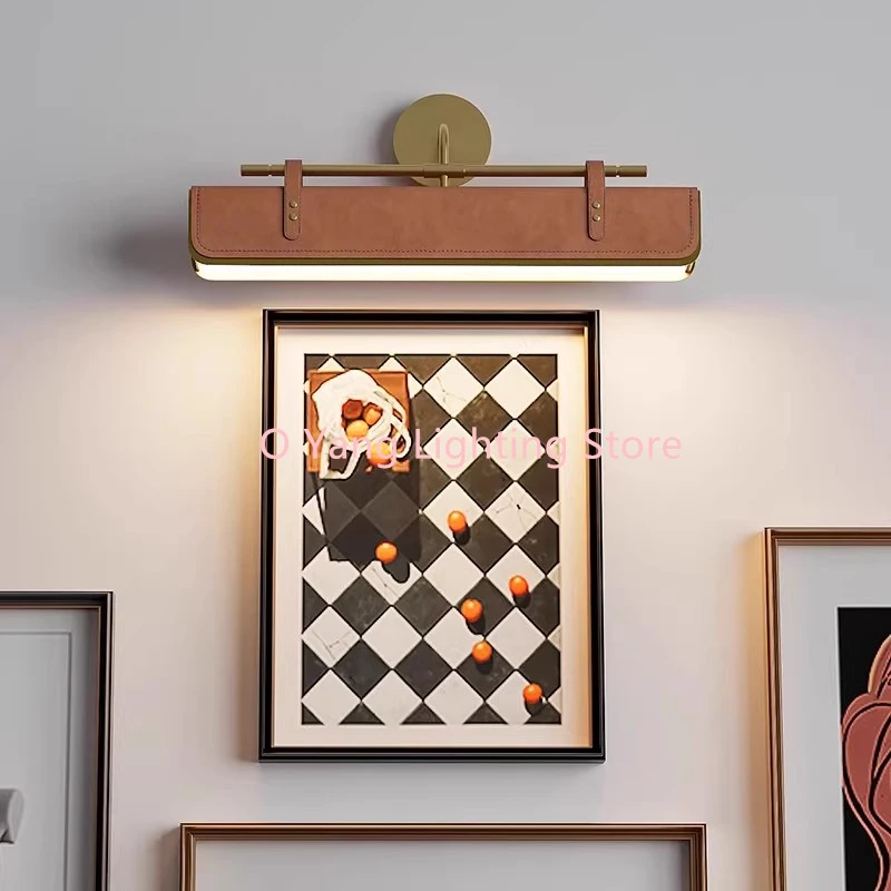 

Стильные простые регулируемые кожаные металлические настенные светильники Гостиная Коридоры Коридоры Виллы Спальни Светильники Теплый свет