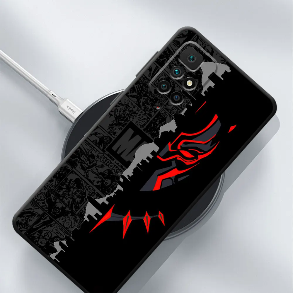 Cover Case for Xiaomi Redmi Note 10S 12S 11S 10 Pro 11 Pro 9 10 9S 8T 8 7 12 9T 12 Pro Luxury Marvel Black Panther Black Soft