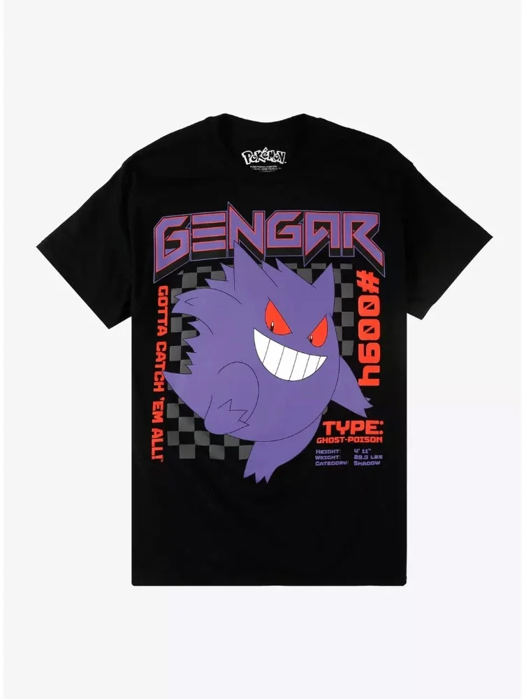 

Футболка из чистого хлопка с принтом аниме Pokémon Gengar для мужчин и женщин, новая коллекция весна/лето, модная рубашка с короткими рукавами
