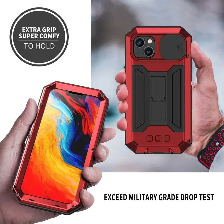 

The military-grade fall-resistant aluminum metal case is suitable for the iPhone 15 14 Plus 13 Pro Max bumper bumper cover