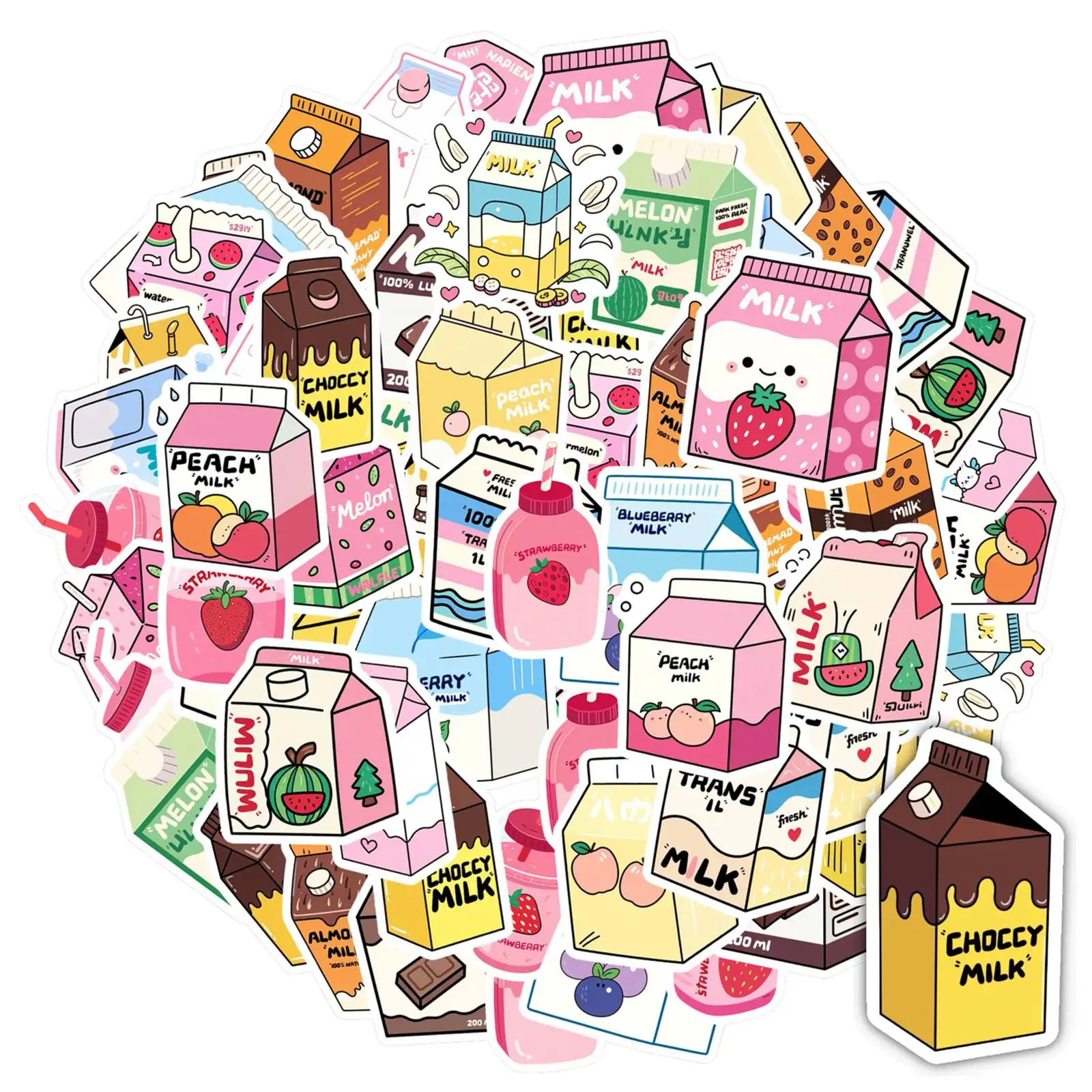 

35pcs-50pcs Colorful Fruits Stickers Cute Beverages Teacher Reward Stickers Stickers For DIY Phone Guitar Laptop Notebook