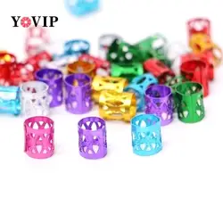 Adjustable 100Pcs /lot Gold 8mm*9mm Dreadlock Beads Hair Braid Rings Cuff Clips Tube Access Ring Hair Accessories Tool