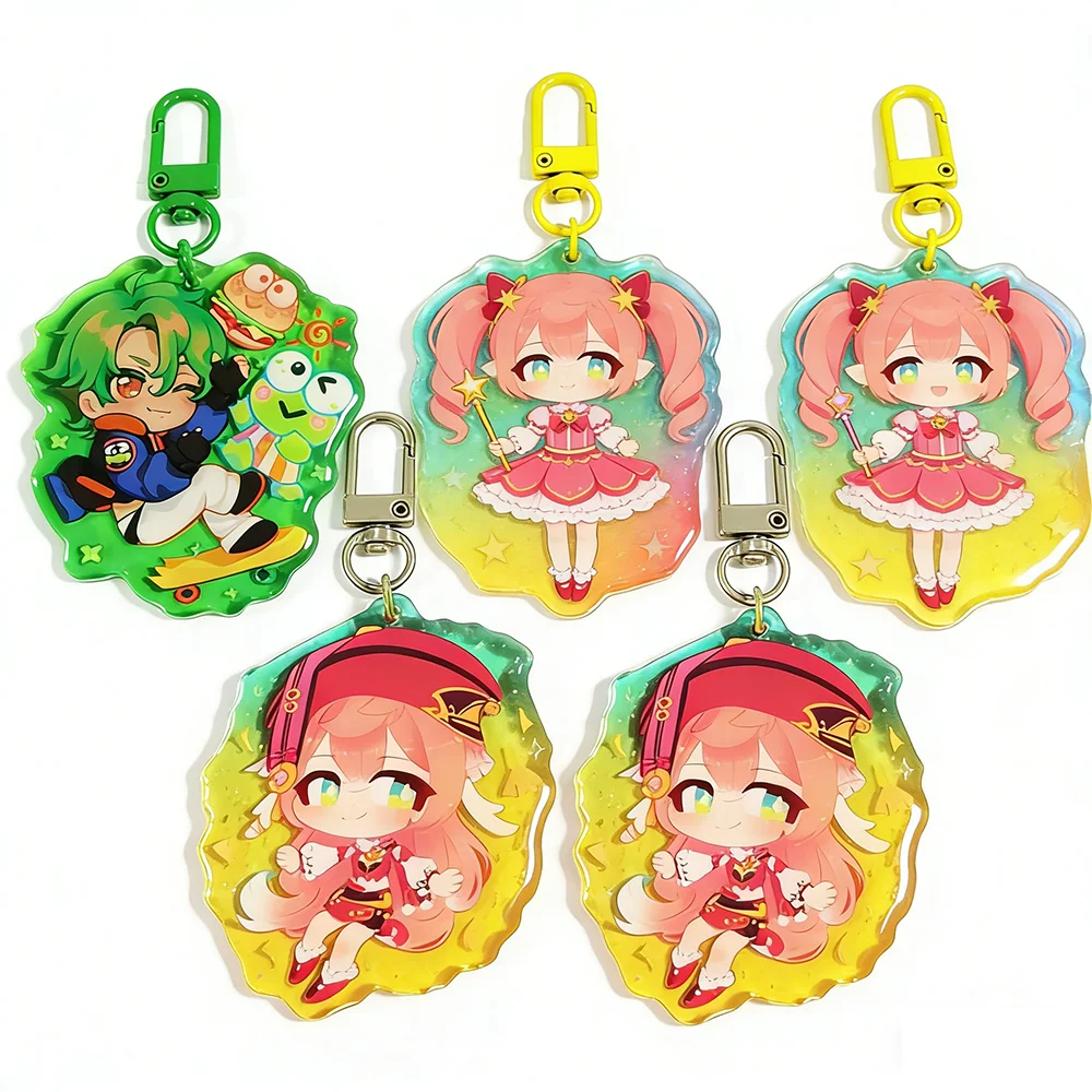 Custom Gradient Keychain Wholesale Clear Epoxy Translucent Acrylic Charm With Colorful Border Keychains Personalized Gift
