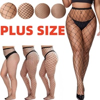 NEWJOINFUN Plus Size Women's Mesh Pantyhose - Ultra Elastic Large Netting Breathable Fishnet Stockings Tights for Daily Wear XXL