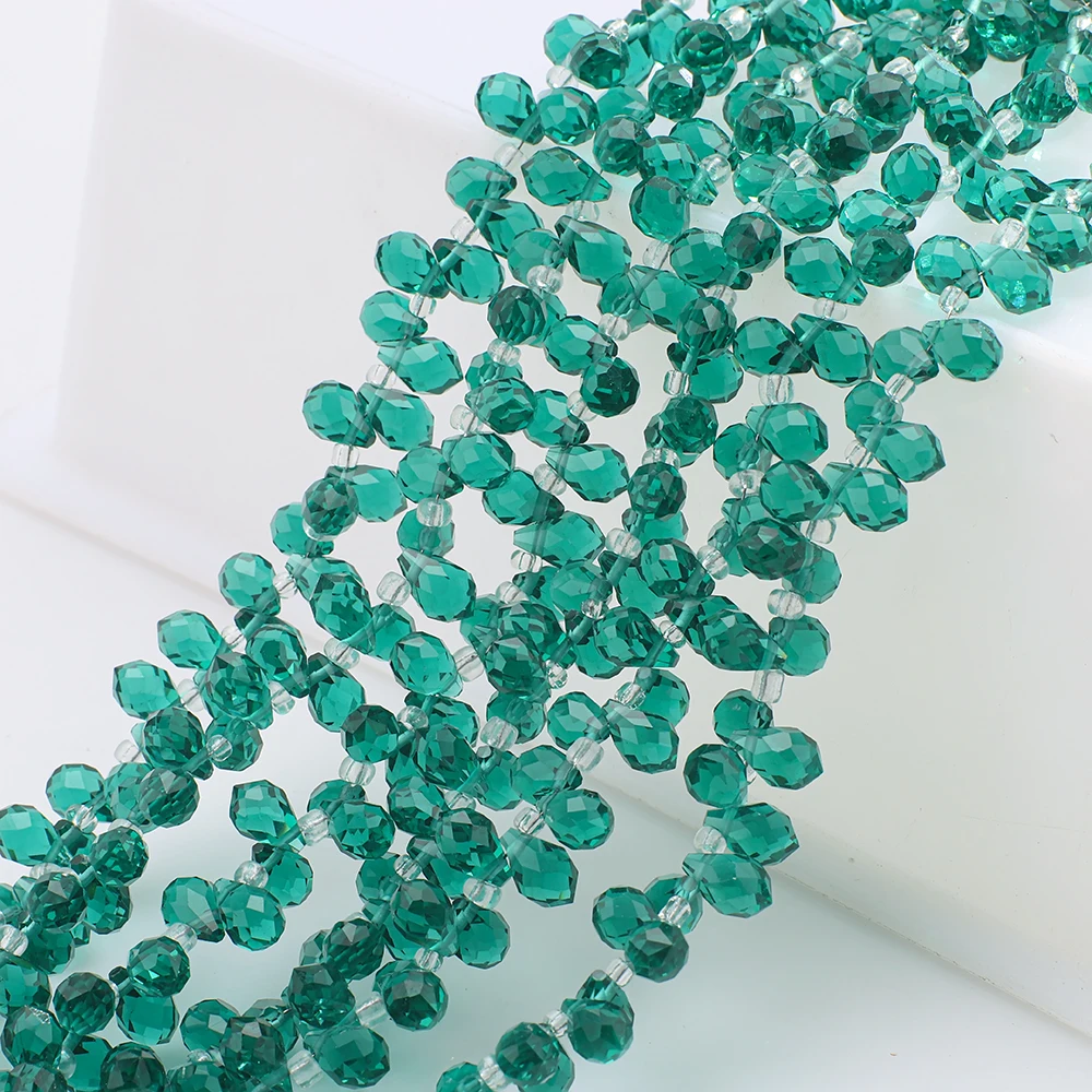 95 Stück/Set 5x8mm Grüne Seitenloch-Wassertropfen Kristallglas Lose Perlen Birnenform DIY Schmuckherstellung Armbänder Halsketten Ohrringe
