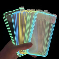 3PCS 3D Fluorescent Luminous Tempered Glass Screen Protector For iphone 16E 16 15 14 13 12 11 Pro mini XS MAX XR 7 8 Plus