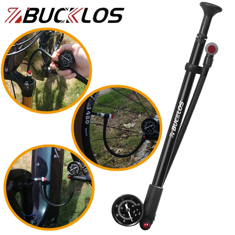 

Портативный велосипедный воздушный насос BUCKLOS 300PSI с манометром, велосипедный воздушный насос высокого давления для вилки и задней подвески, амортизатор