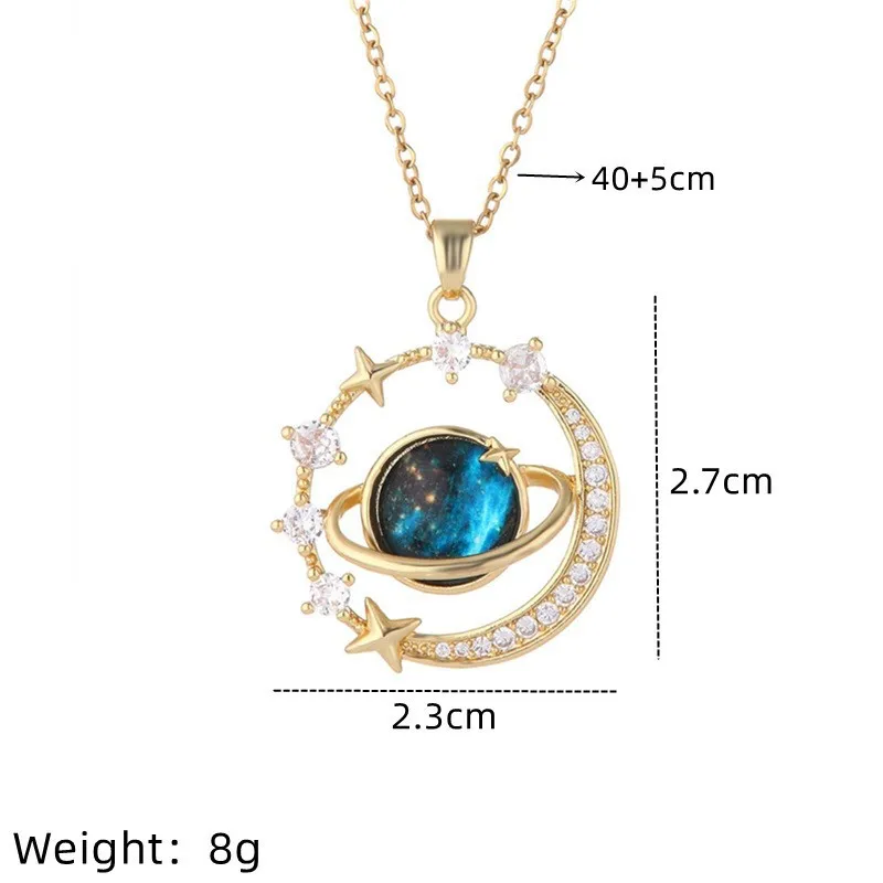 Starry Planet, Light Luxury Charm, Full Diamond Necklace, Versatile Clavicle Chain, European and American Fashion, Light Luxury image 5