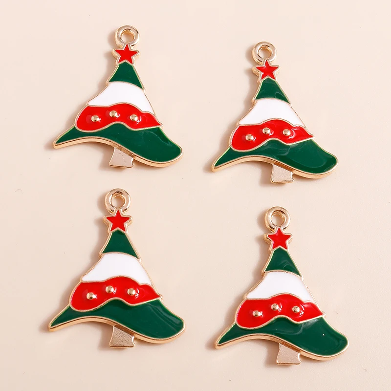 20 Stück 21x26mm Niedliche Emaille-Weihnachtsbaum-Anhänger für Schmuckherstellung, Ohrringe, Halsketten, Armbänder, DIY-Bastelzubehör – Detail 3