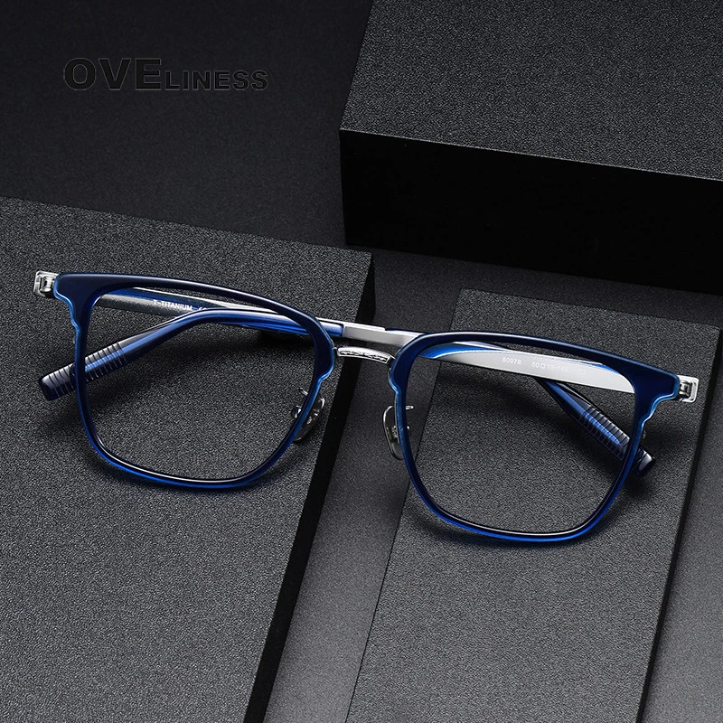 

pure Titanium Optical Glasses Frame Men 2024 Retro Square Prescription Eyeglasses frames Women Myopia Acetate Spectacle Eyewear