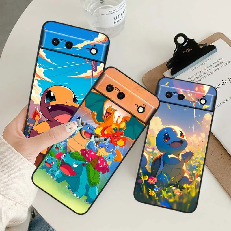 

P-Pokemon Popular Cartoon Cute For Google Pixel 9a 9 8A 8 7 7A 6 6A Pro XL 2024 5G Black Soft TPU Silicone Cover Phone Case