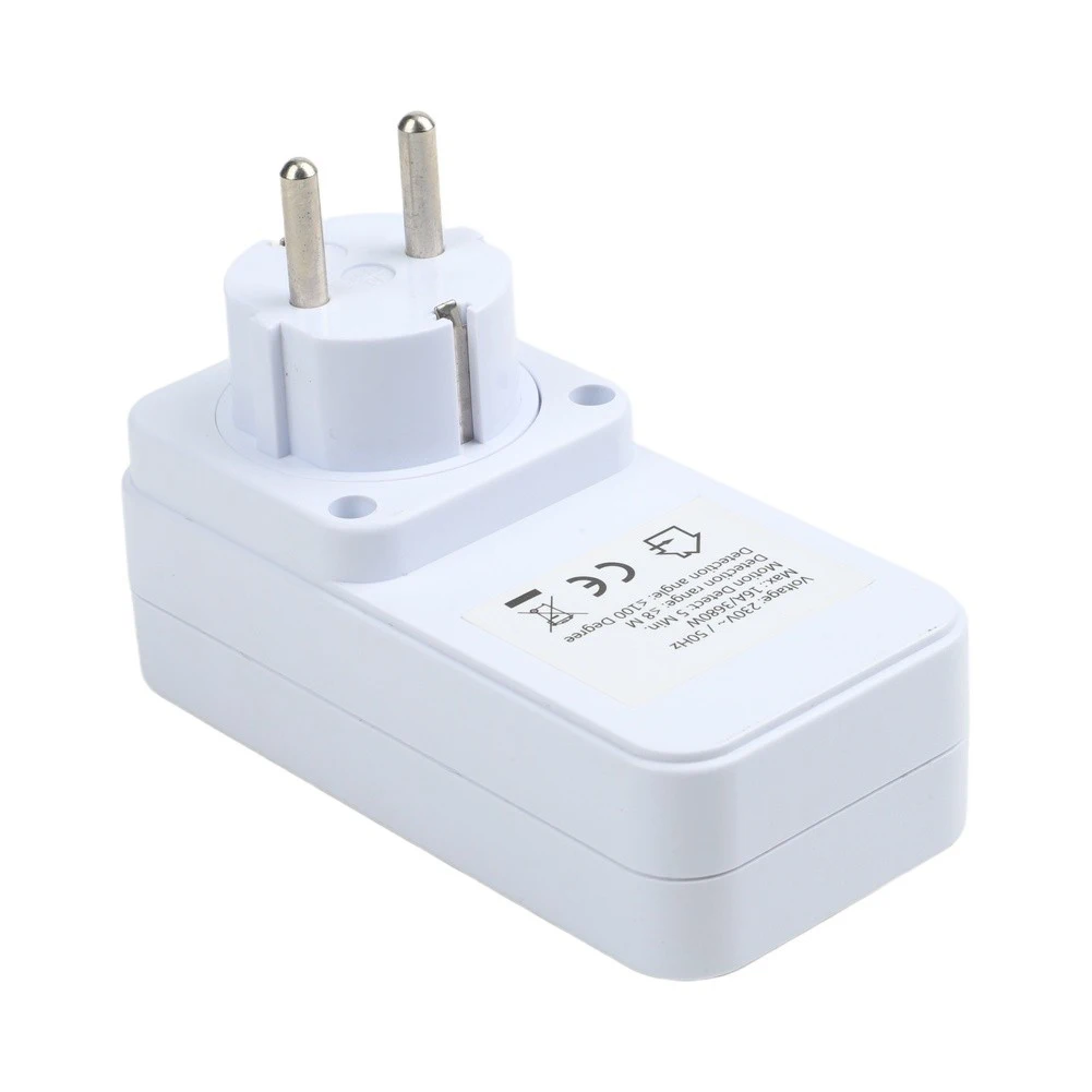 White PIR Motion Sensor Socket 300W Inductive 1200W Ohmic For Smart Outlet For Indoor For Lighting Energy Saving Home Automation