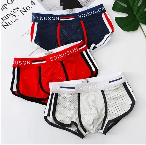 Ice Mesh men\'s underwear hot boxers Korean version of the summer breathable close-fitting comfortable  shorts