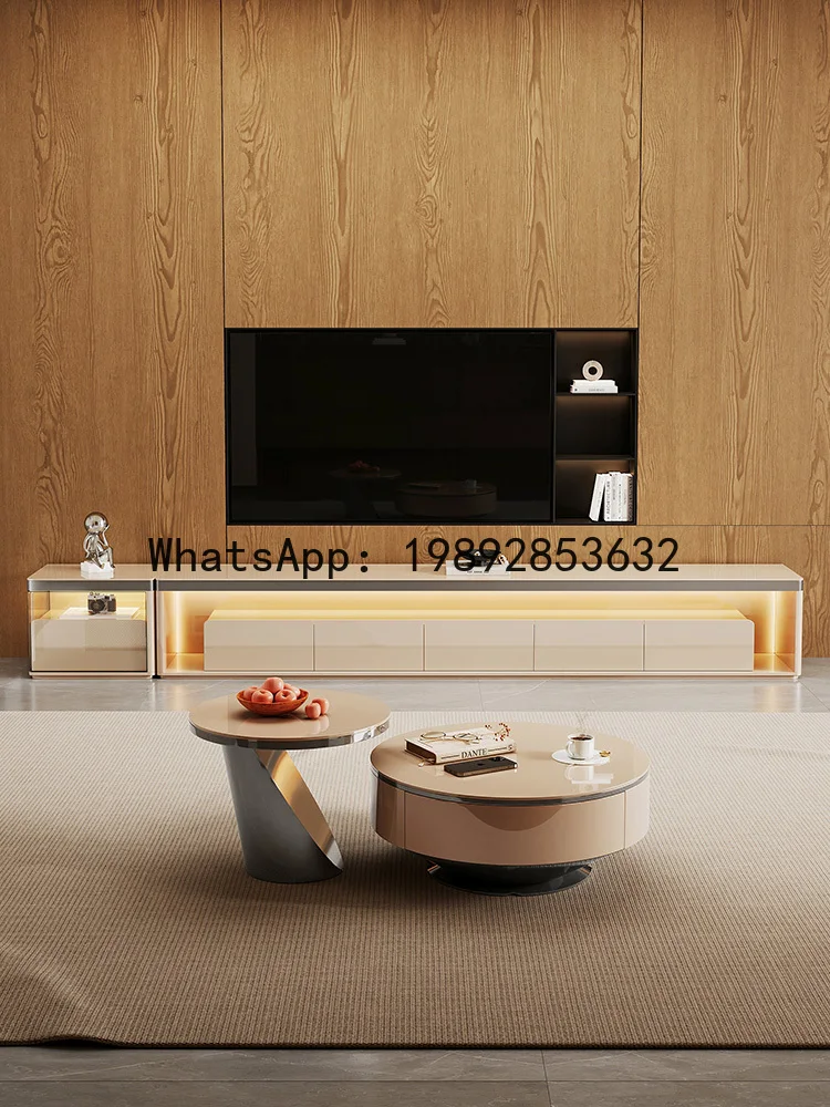 YFY Luxury High-End Solid Wood TV Cabinet and Coffee Table Set Living Room 2025 New Model High-End Floor-Standing TV Cabinet