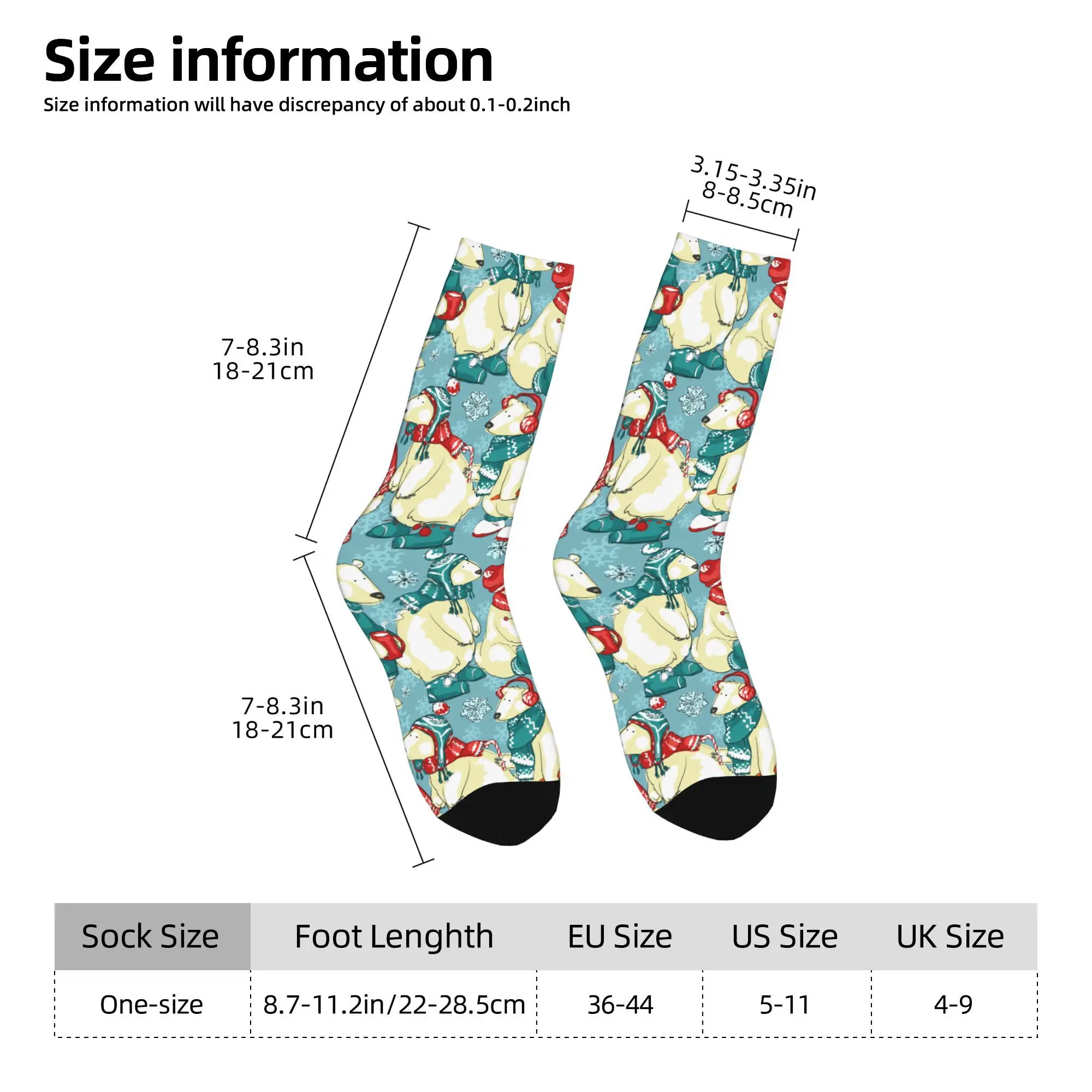 1pc Christmas Bear Printed Men's Socks  Novelty Hip Hop Harajuku Pattern Crew Sock Casual Gift