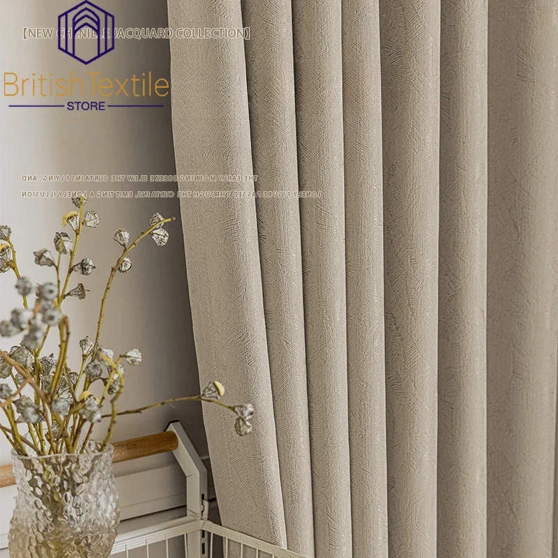 

High-precision Blackout Chenille Curtains for Living Room Bedroom Dining Chenille Jacquard Finished Product White TulleThicken