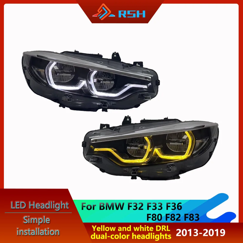 Car Headlights For BMW 4 Series F32 F33 F36 F80 F82 F83 M4 430i 435i 440i White And Yellow DRL Dual-Color Front Lamp Assembly