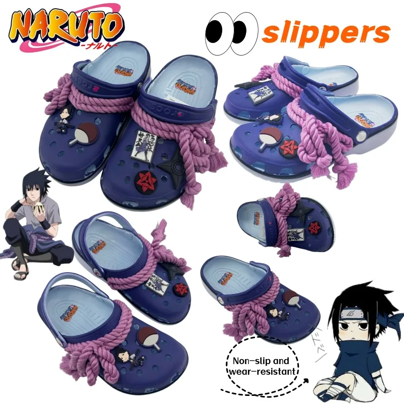 Nuevas Pantuflas de Naruto Uchiha Sasuke, Artículos de Anime, Diseño de Personajes Animados, Versátiles para Niños, Elegantes, Antideslizantes, de Alta Calidad, para la Playa