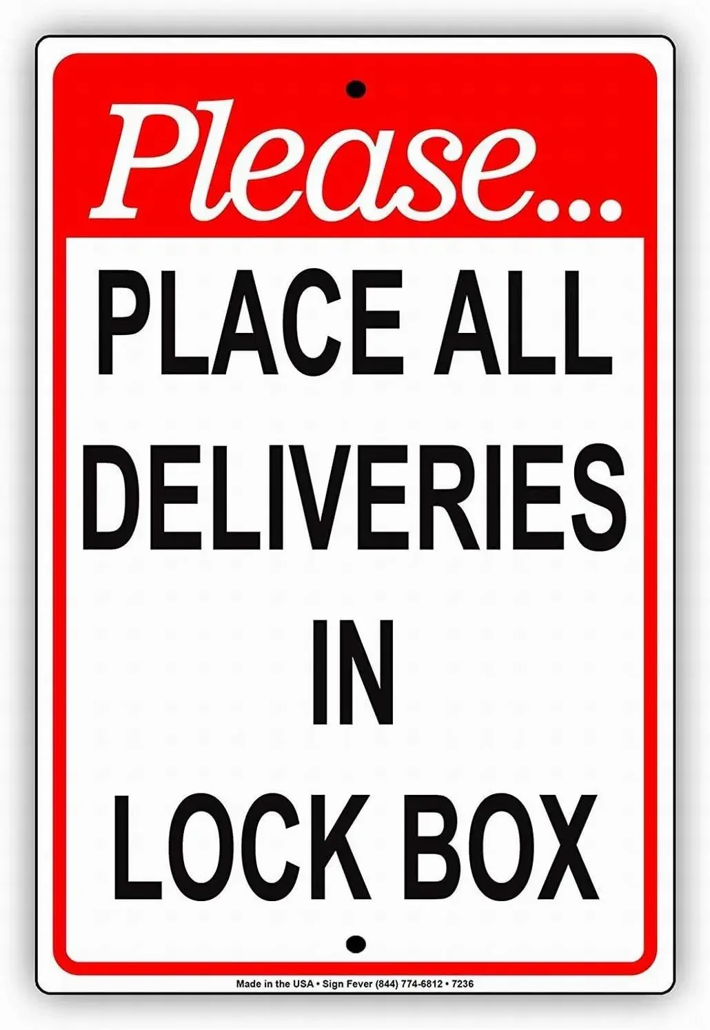 Safety Sign 8x12 Please Place All Deliveries in Lock Box Polite Wall Art Warning Caution Tin Signs Metal Road Yard Decor