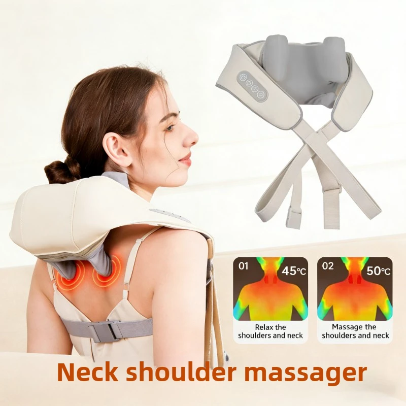 

Electric Neck Shoulder Massager - Multi-functional Deep Tissue Shiatsu Kneading, Air Compress & Hot Compress Back Massager