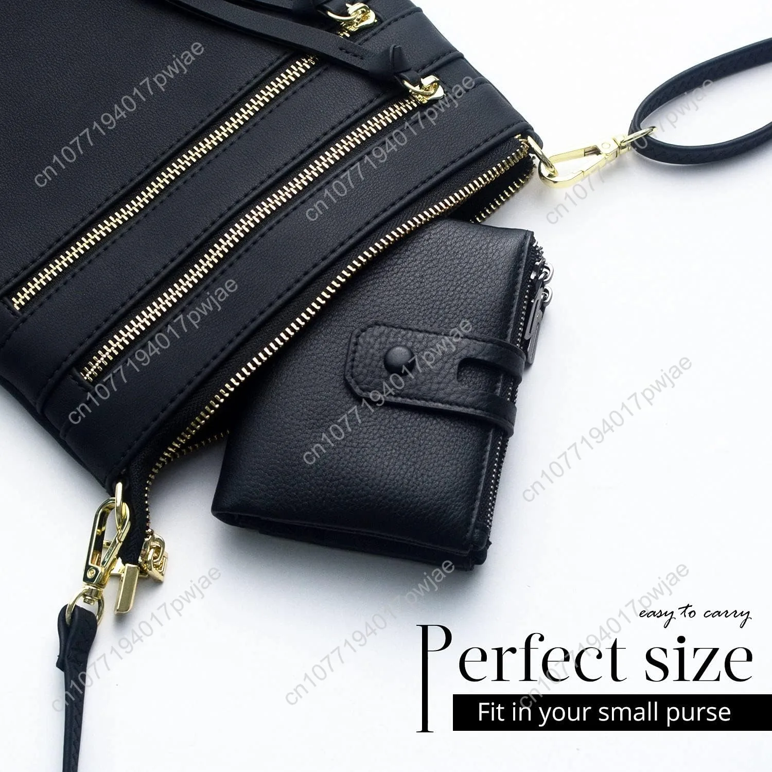Bveyzi Small Soft Leather Wallet for Women RFID Blocking Ladies Card Holder with Double Zipper Pocket