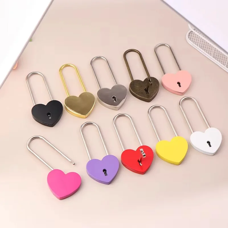 ﹝HOT﹞1 Set Metal Heart Shaped Padlock Antique Style Love Lock Set With Key Wedding Valentine's Day Gifts Couple Wishing Lock