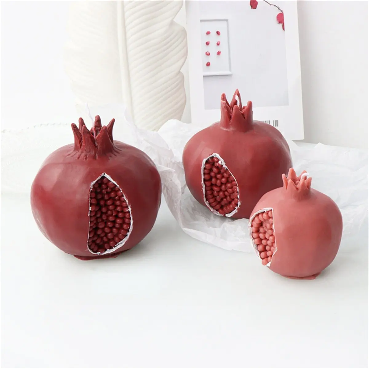 AA83 Pomegranate Candle Silicone Mold Chocolate Decor Gypsum Aromatherapy Soap Clay Molds DIY Art Resin Candle Mould L