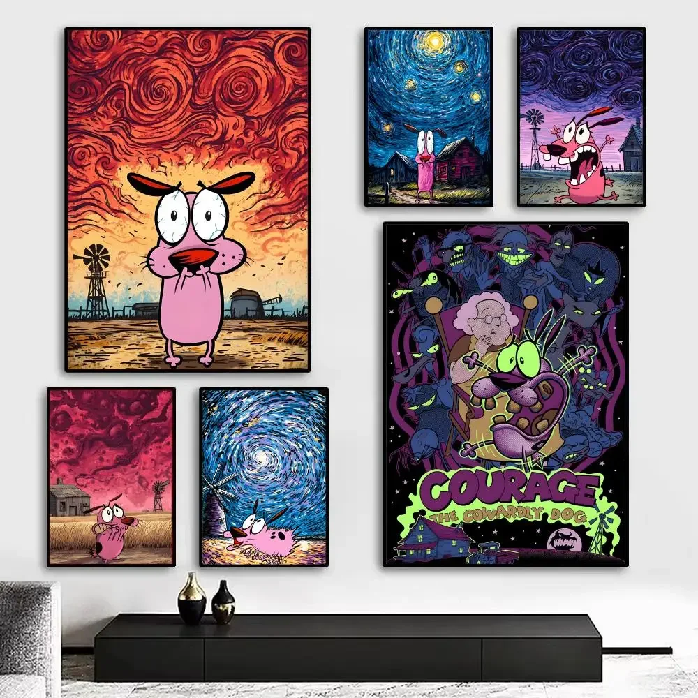 Affiche d'art animé C-Courage.the.Cowardly.Dog, décoration murale idéale pour le salon, la chambre à coucher, le bar, le salon et les cadeaux à la maison