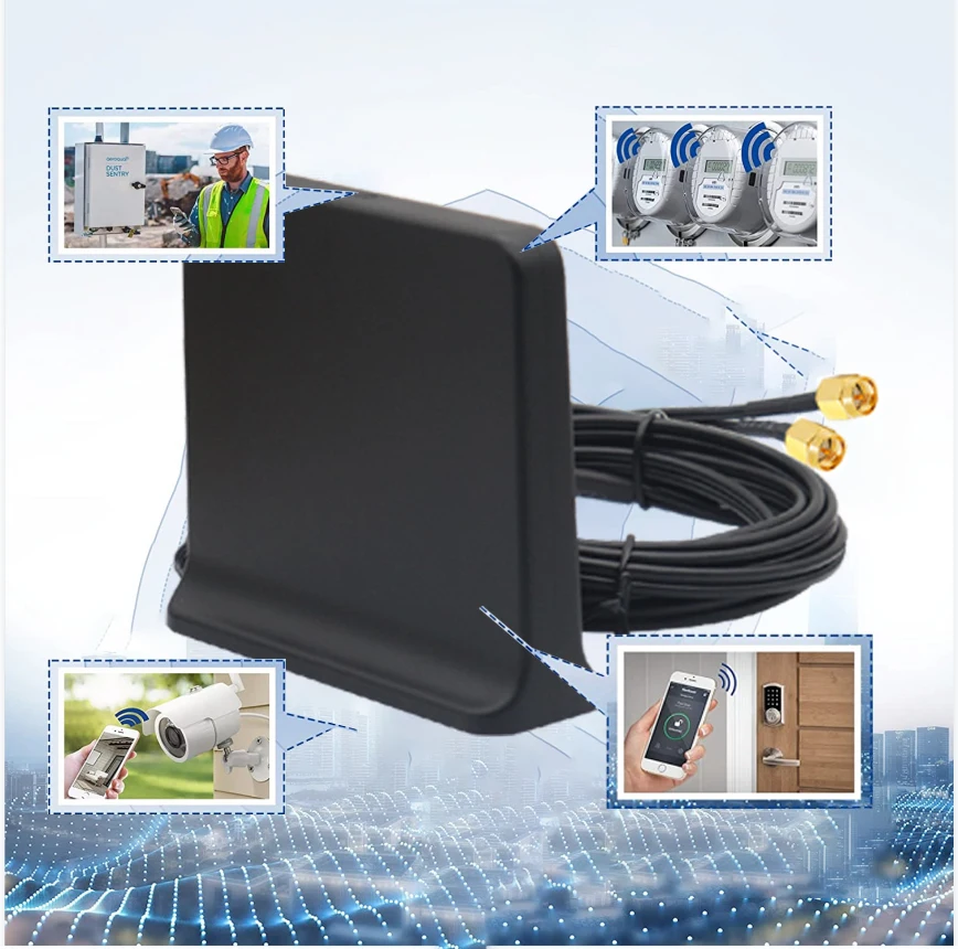 Dual Cable 2.4G 5.8G Dual-band High Gain 15dbi Omni WiFi Router Antenna Indoor Outdoor Long Distance Amplifier Aerial SMA TS9