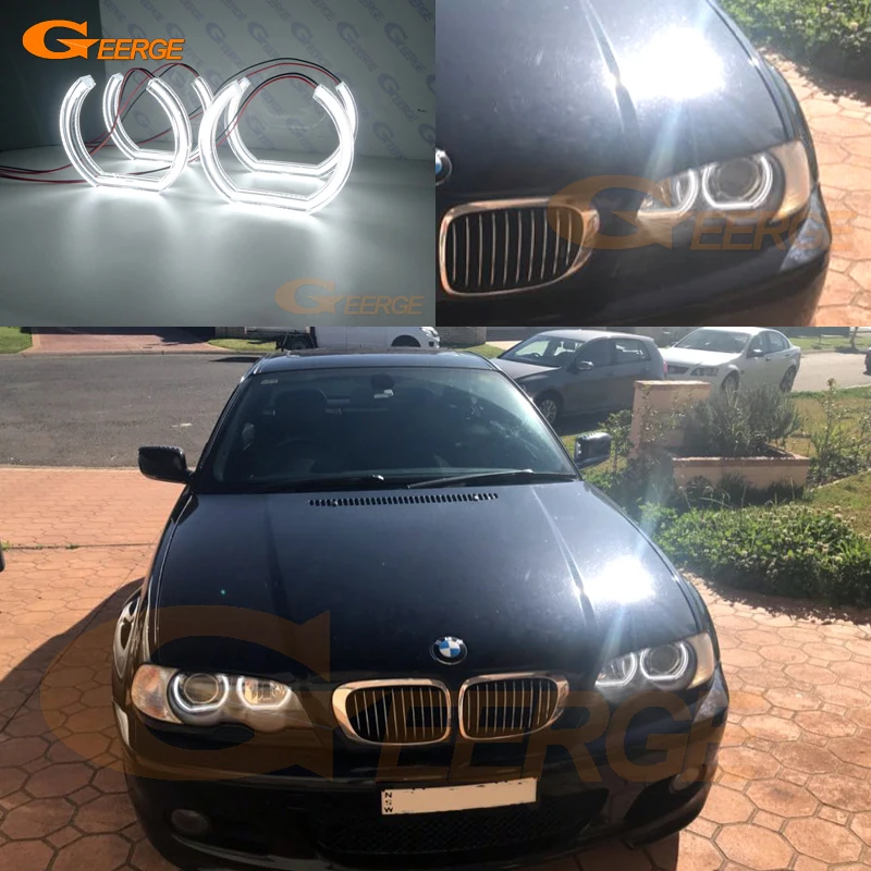 For BMW E46 M3 Coupe Convertible 2001 2002 2003 2004 2005 2006 Day Light Ultra Bright DTM Style Led Angel Eyes Kit Halo Rings view 2