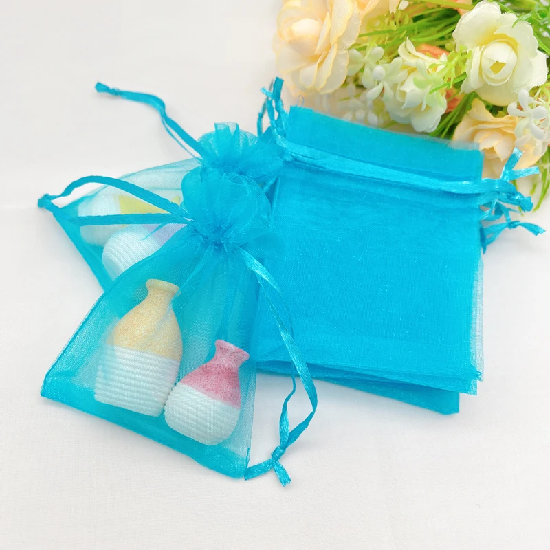 1000pcs Lake Blue Sachet Gift Pouch Jewelry Storage Bag Gift Bag Drawstring Organza Bag Blue Organza Gift Bags Wedding Packaging