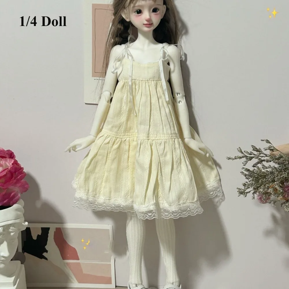 Handmake Strap Lace Floral Dresses Fashion Casual Wears Elegant Clothes Mini 5 Colors for 1/4 1/6 BJD 30/45cm Dolls